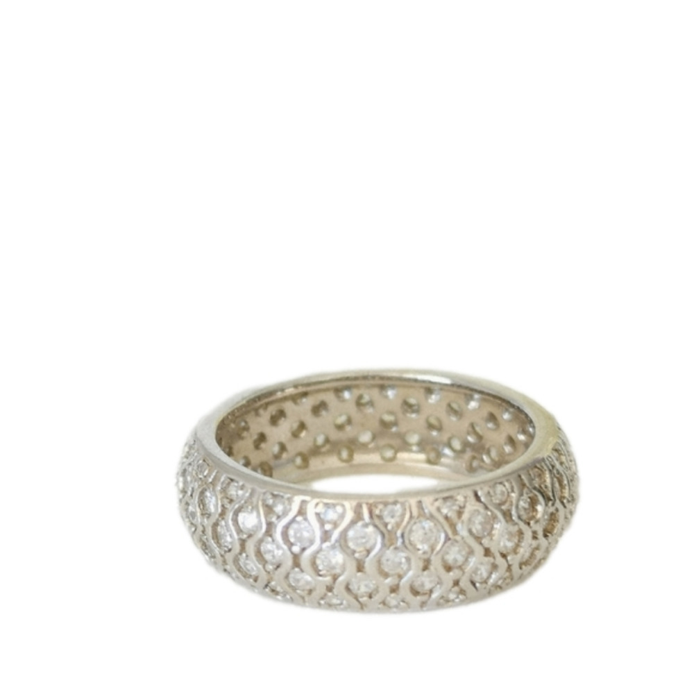 NEW pave set eternity band ring Sterling Silver CZ size 7.5
